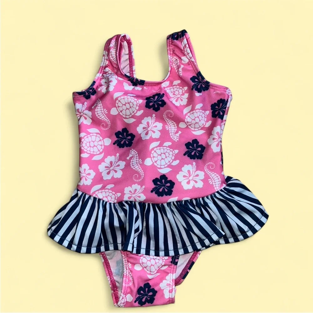Flap Happy Kids UV 50 NWT Pink Ruffle One Piece Swimsuit Size 12M